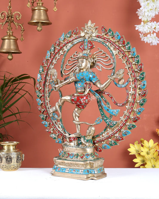 Nataraja Brass Statue with om Backdrop - 25 inch - Budhshiv.com