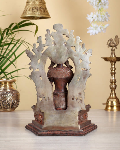 Nepalese Maitreya Buddha Statue – Super Red Silver Antique Tone | 11.5 Inch Future Buddha Décor - Budhshiv.com