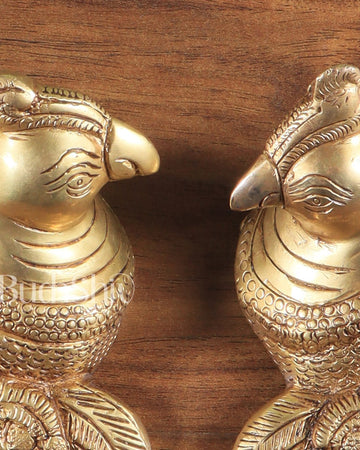 Pair of Brass Parrots wall hanging - Budhshiv.com