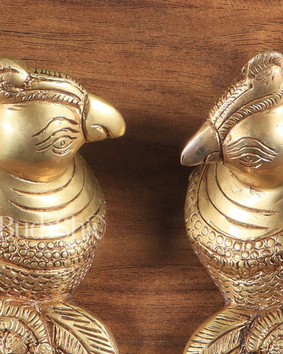 Pair of Brass Parrots wall hanging - Budhshiv.com