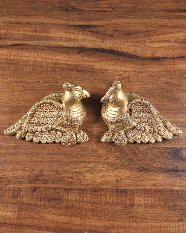 Pair of Brass Parrots wall hanging - Budhshiv.com