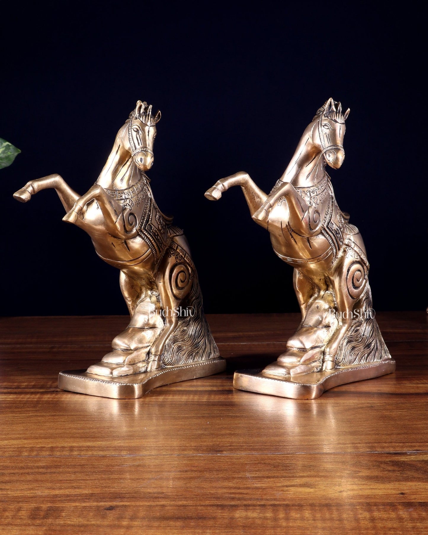 Pair of Pure Brass Feng Shui Horses – 8.5 Inch Each | 4.72 Kg | Vastu Good Luck Decor - Budhshiv.com
