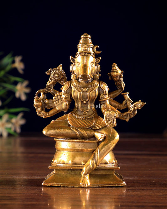 Panchaloha Bronze Goddess Varahi Amman Idol 3 inch - Budhshiv.com
