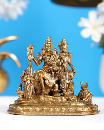 Panchaloha Bronze Shiva Parivar Idol – Divine Family Sculpture 3 inch - Budhshiv.com