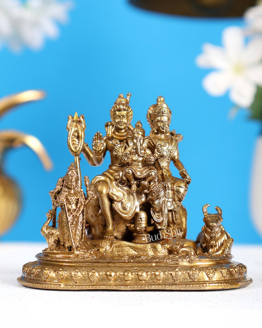 Panchaloha Bronze Shiva Parivar Idol – Divine Family Sculpture 3 inch - Budhshiv.com
