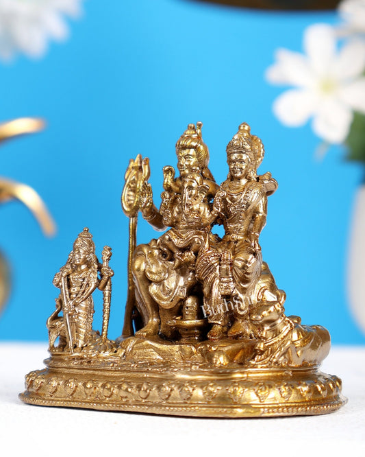 Panchaloha Bronze Shiva Parivar Idol – Divine Family Sculpture 3 inch - Budhshiv.com