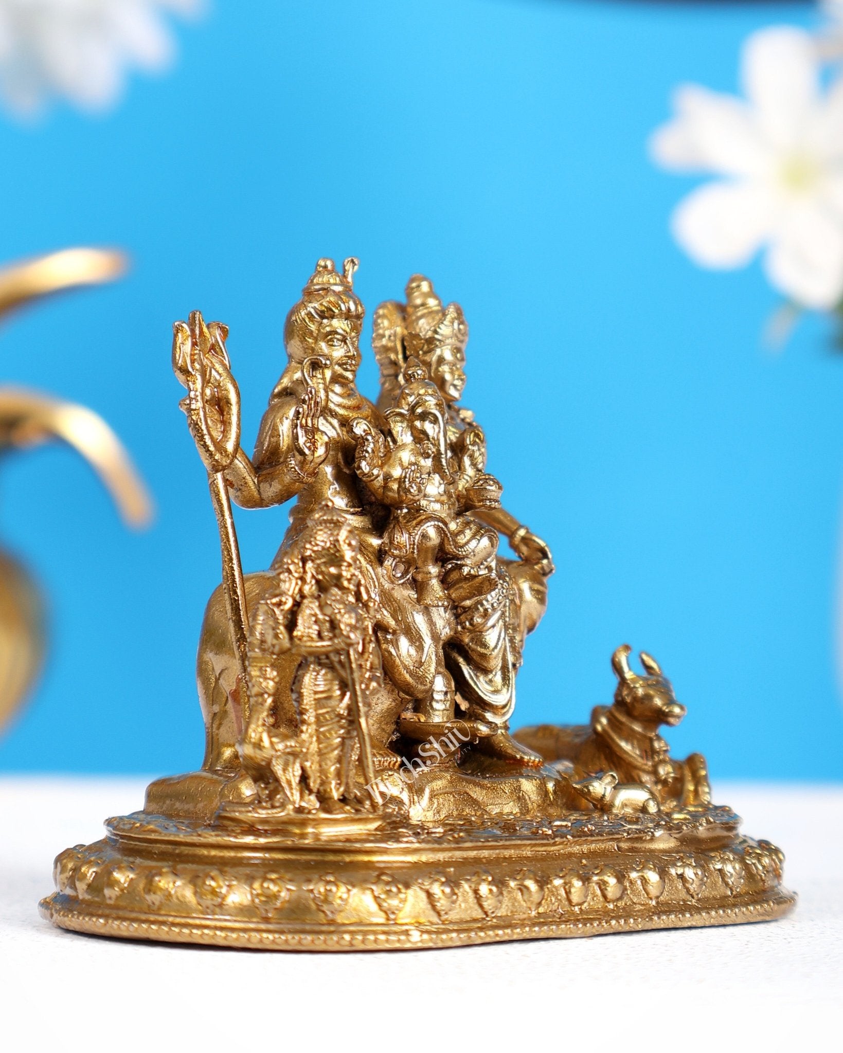 Panchaloha Bronze Shiva Parivar Idol – Divine Family Sculpture 3 inch - Budhshiv.com