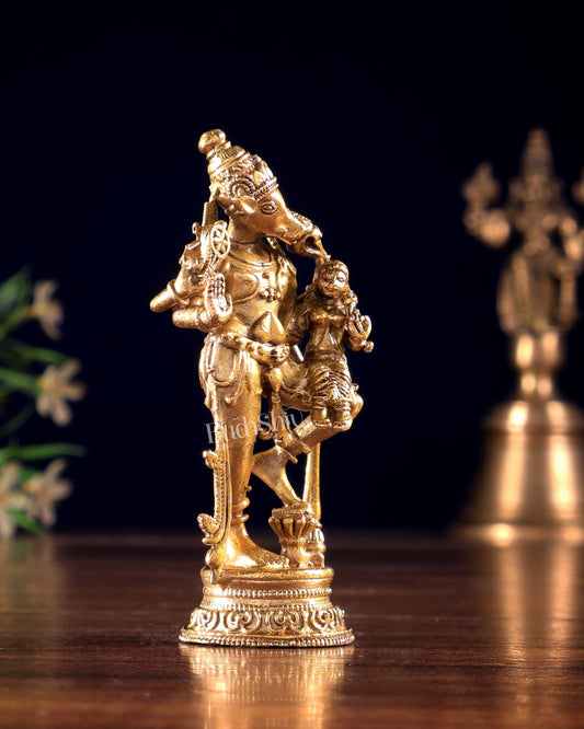 Panchaloha Bronze Varaha Lakshmi Varaha Swamy Idol | Mini 3 inch - Budhshiv.com