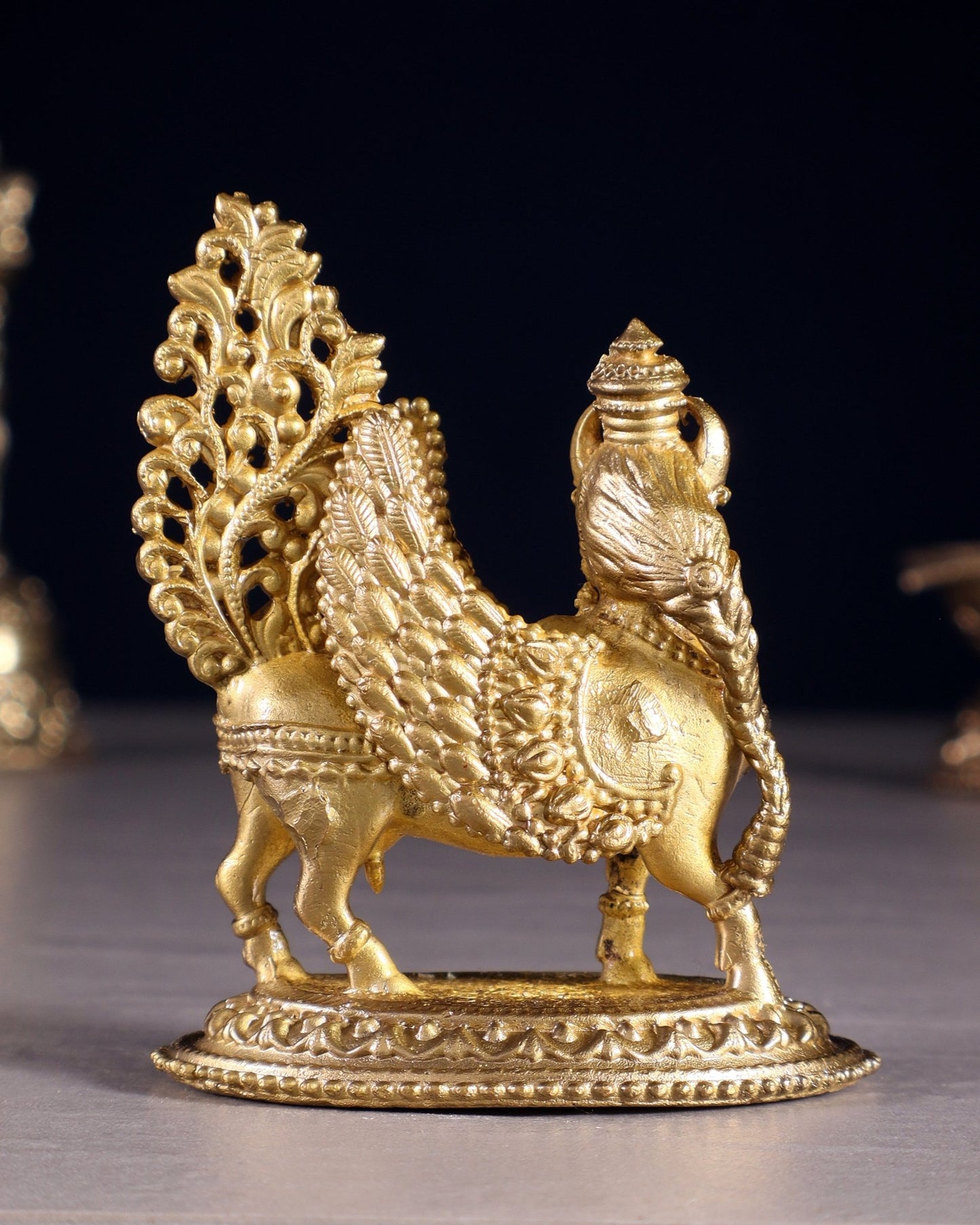 Panchaloha Pure Bronze Kamdhenu Cow Idol with Wings & Mother Face – 3.5" - Budhshiv.com