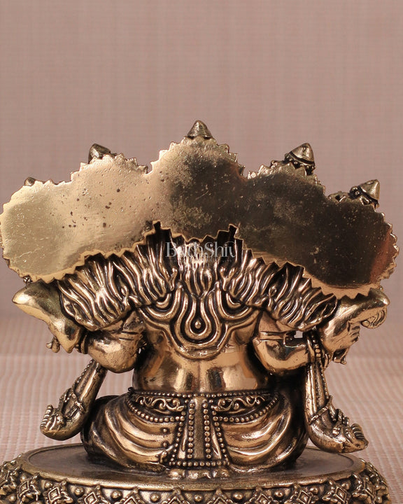 Panchmukhi Ganesha (Five - Faced) Superfine Intricate Pure Brass Idol - 4.25" - Budhshiv.com