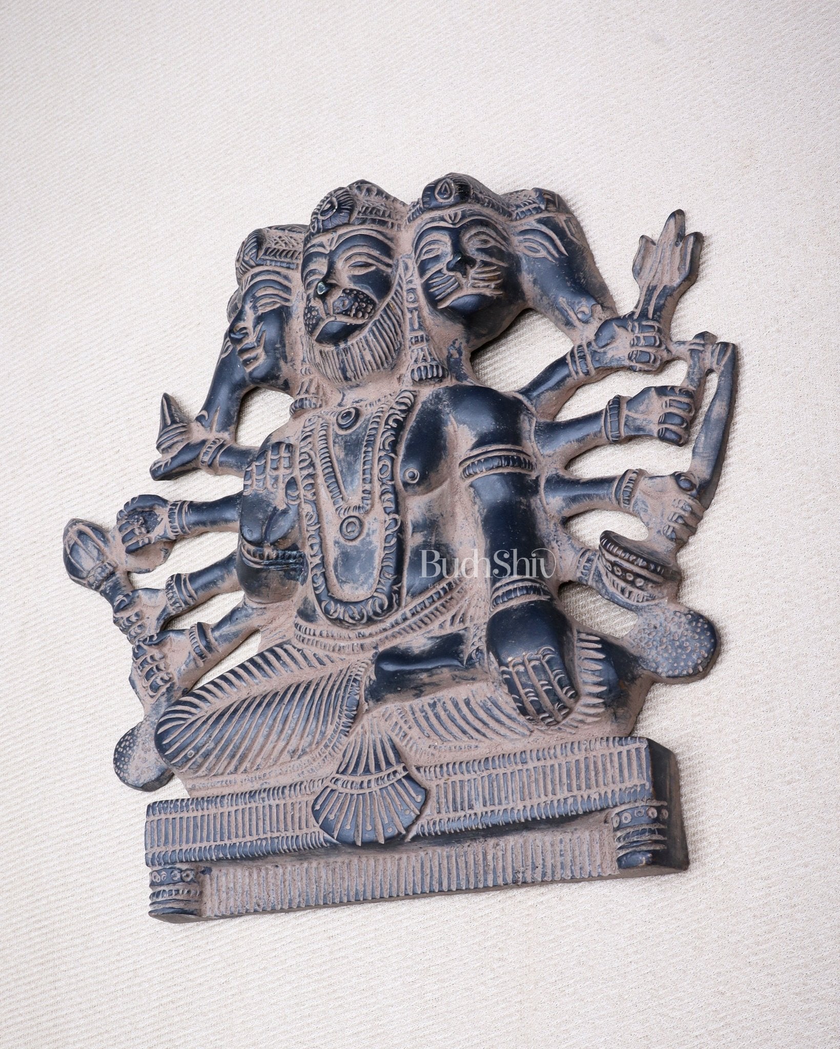 Panchmukhi Hanuman Brass Wall Hanging | Auspicious & Ward off Evil | 8" - Budhshiv.com