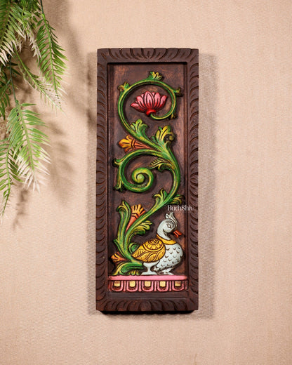 Peacock Handcrafted & Hand - Painted Wooden Wall Hanging Panel 15" - Budhshiv.com