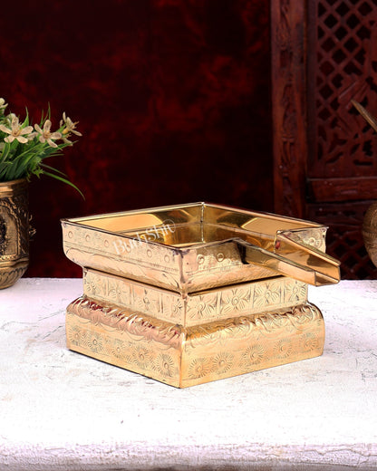 Premium Brass Abhishekam Patra with 8.5-Inch Idol Platform – Traditional Pooja Essential - Budhshiv.com