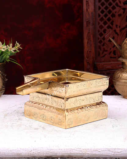 Premium Brass Abhishekam Patra with 8.5-Inch Idol Platform – Traditional Pooja Essential - Budhshiv.com