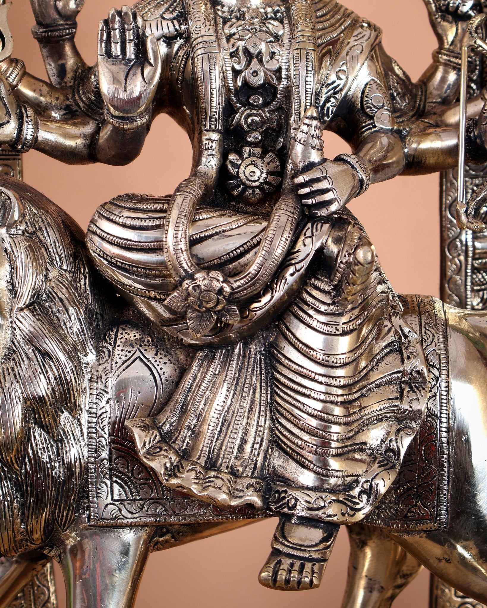 Premium Brass Handcrafted Goddess Durga Statue 26 inch - Budhshiv.com