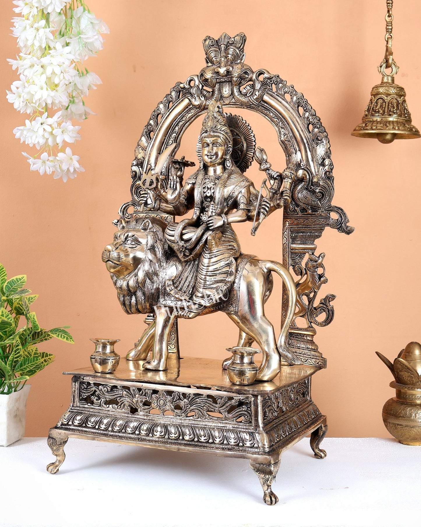 Premium Brass Handcrafted Goddess Durga Statue 26 inch - Budhshiv.com