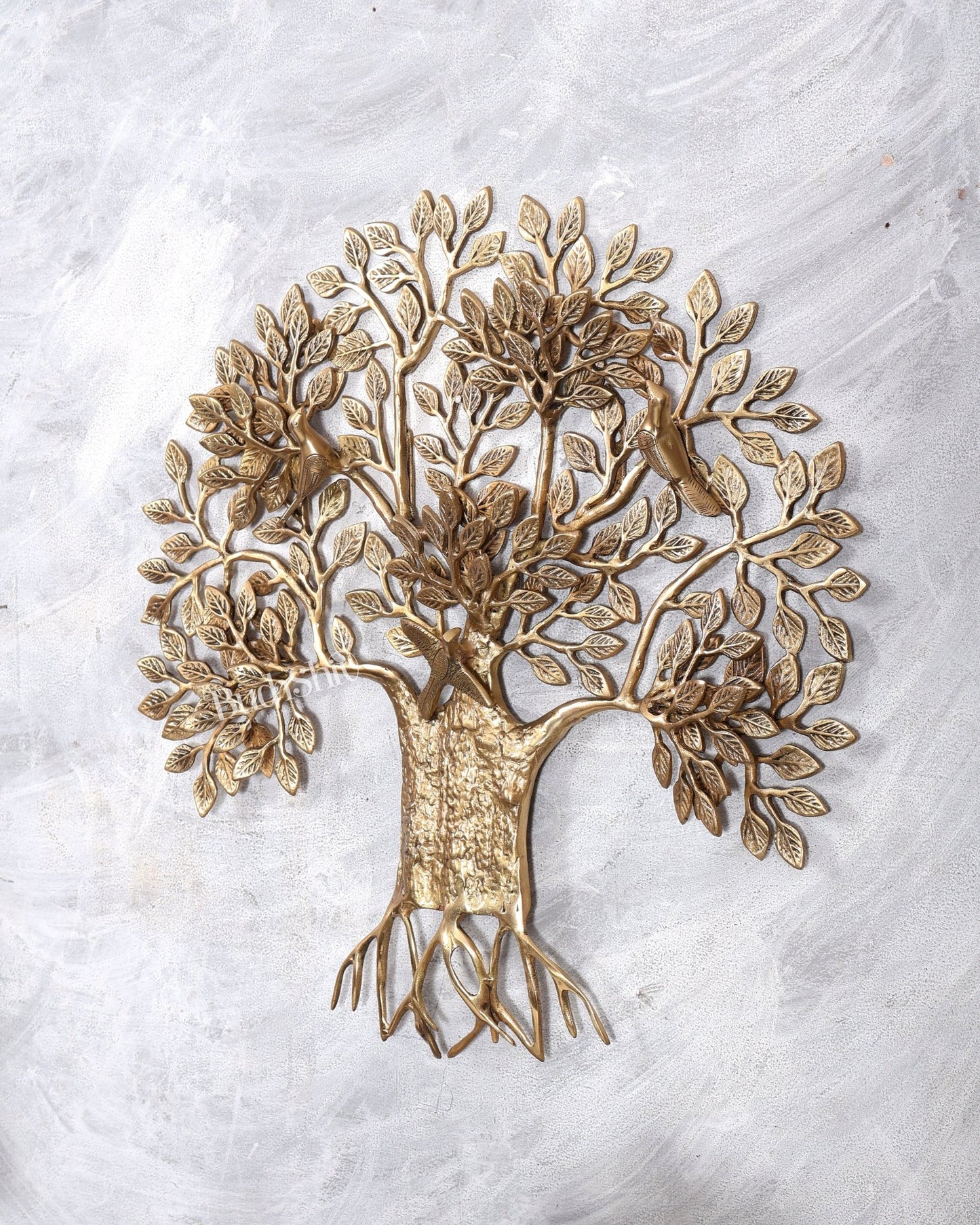 Premium Brass Kalpavriksha Tree Wall Hanging | Roots & Birds 18 inch - Budhshiv.com