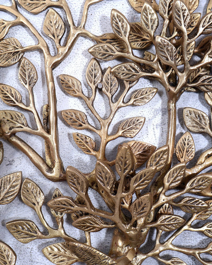 Premium Brass Kalpavriksha Tree Wall Hanging | Roots & Birds 18 inch - Budhshiv.com