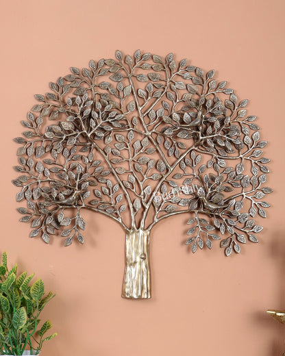 Premium Brass Kalpavriksha Tree with Birds Wall Hanging – Handcrafted Tree of Life Wall Décor 24 inch - Budhshiv.com