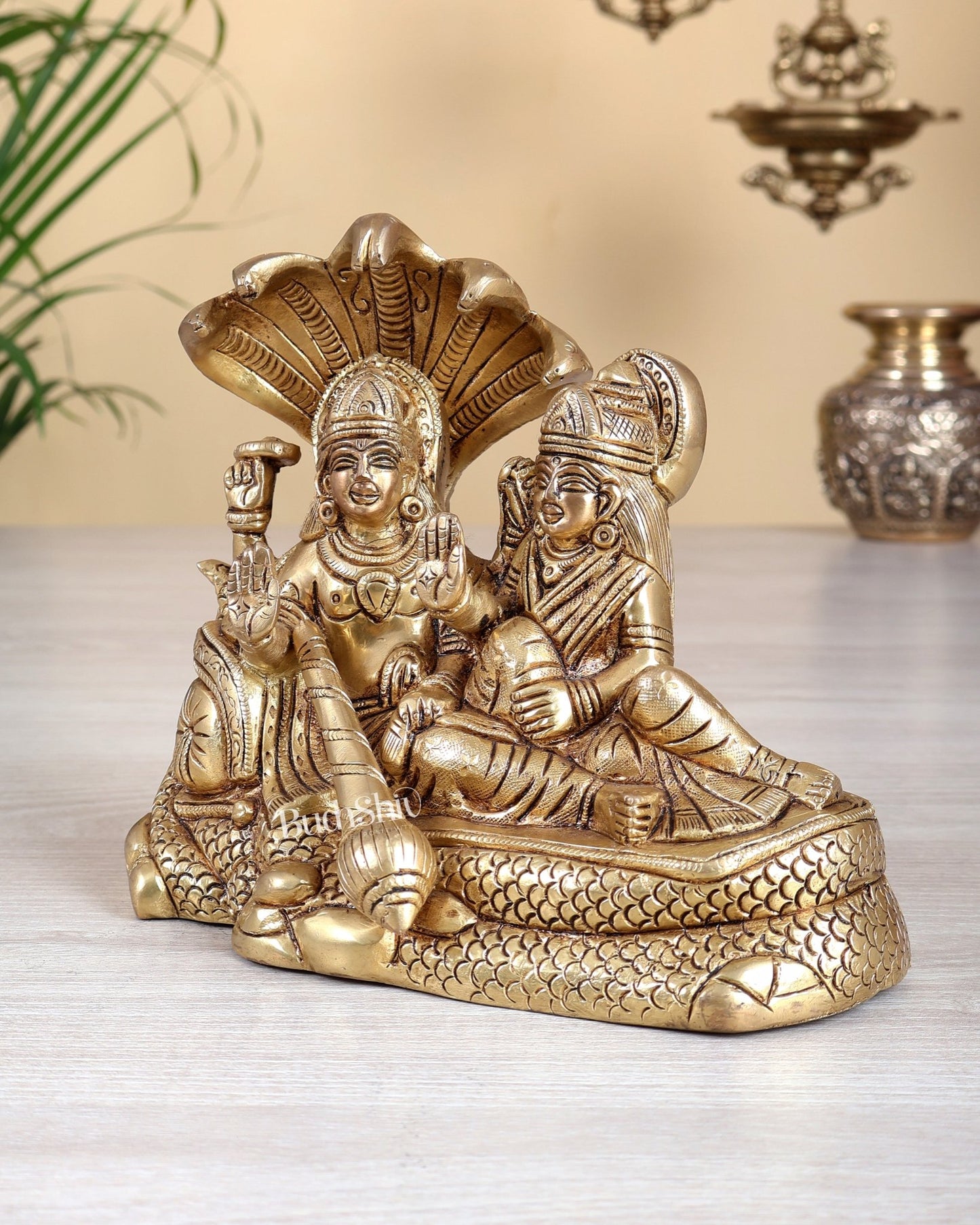 Premium Brass lakshmi narayan idol 7" - Budhshiv.com
