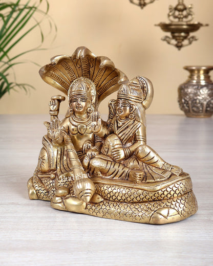 Premium Brass lakshmi narayan idol 7" - Budhshiv.com