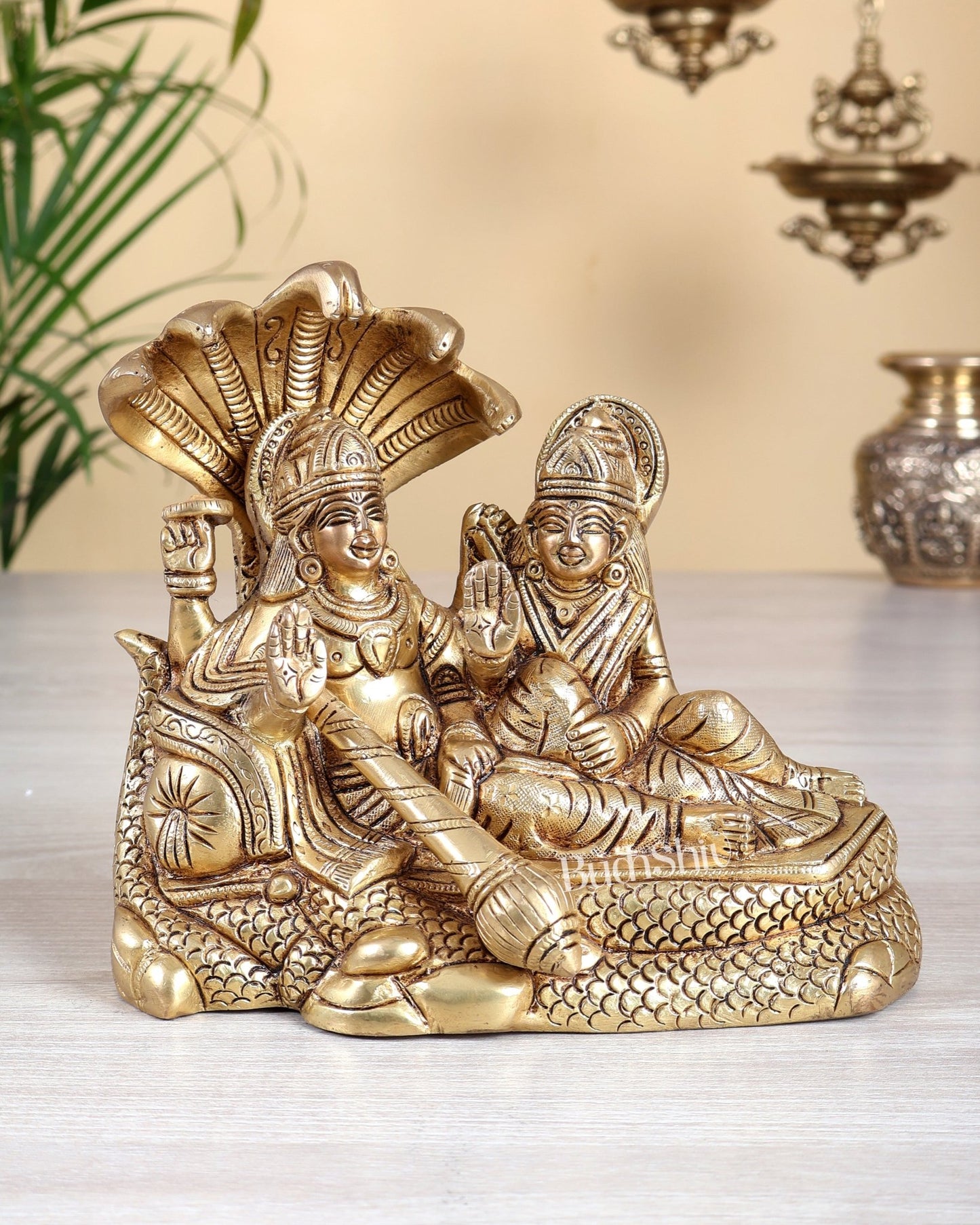 Premium Brass lakshmi narayan idol 7" - Budhshiv.com