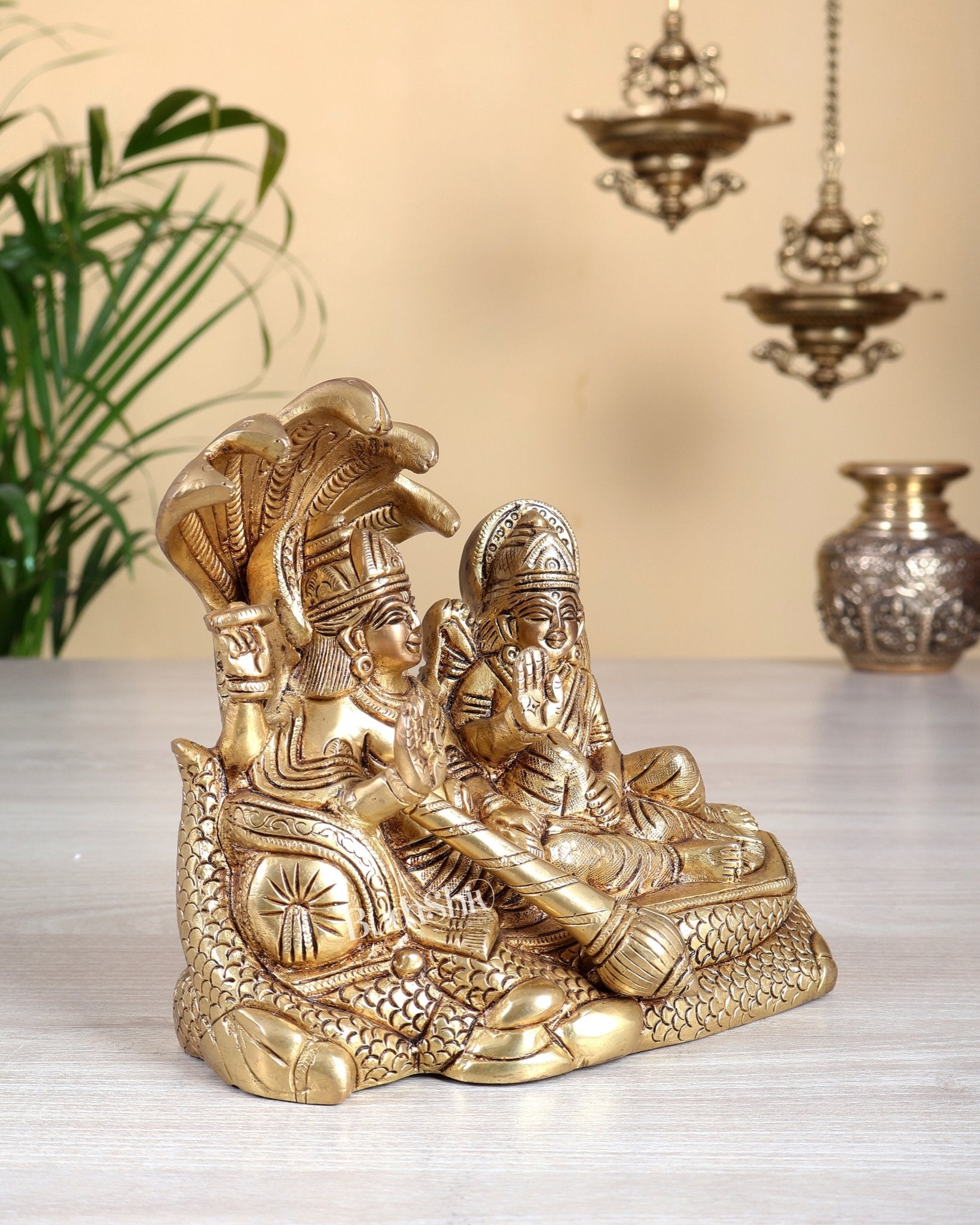 Premium Brass lakshmi narayan idol 7" - Budhshiv.com