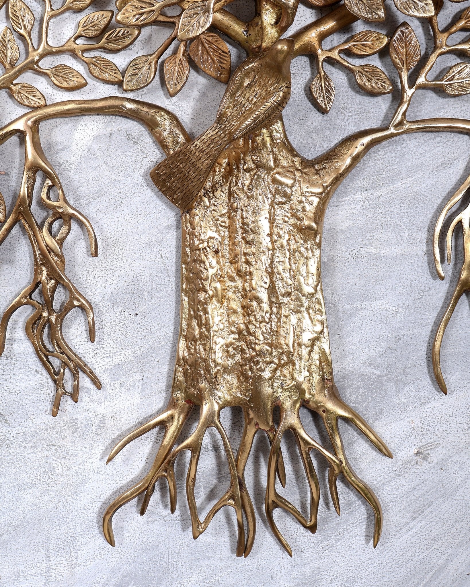 Premium Brass Large Kalpavriksha Tree Wall Hanging | Birds | Highly Detailed Auspicious Brass Wall Décor 23 inch - Budhshiv.com