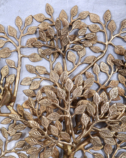 Premium Brass Large Kalpavriksha Tree Wall Hanging | Birds | Highly Detailed Auspicious Brass Wall Décor 23 inch - Budhshiv.com
