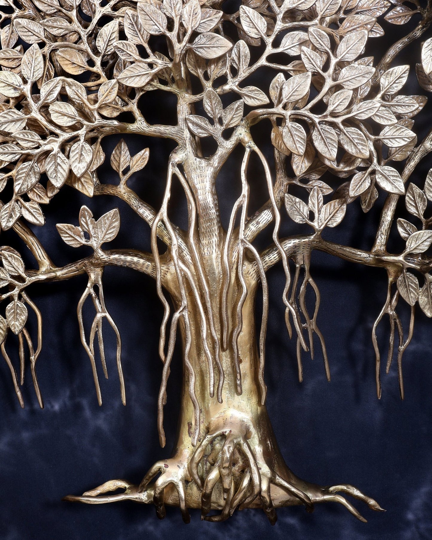 Premium Brass Large Kalpavriksha Tree Wall Hanging | Roots & Birds 28 inch - Budhshiv.com