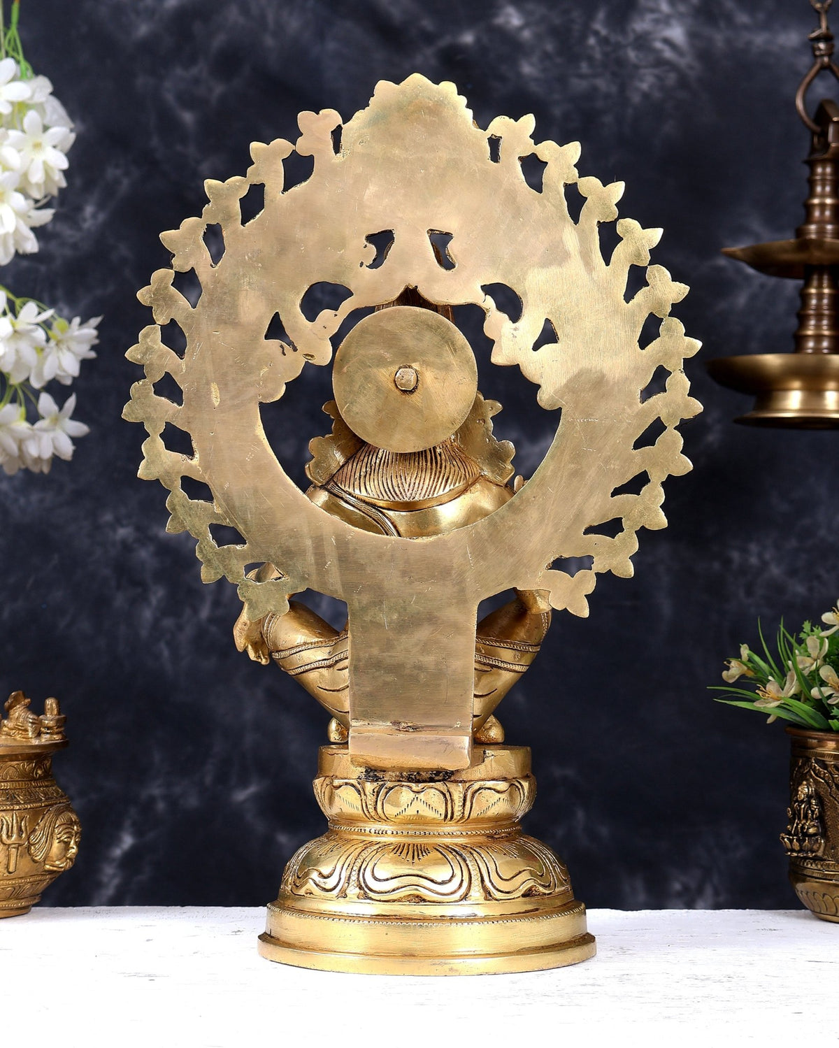 Premium Brass Lord Ayyappa Swamy Statue with Prabhavali 15 inch - Budhshiv.com