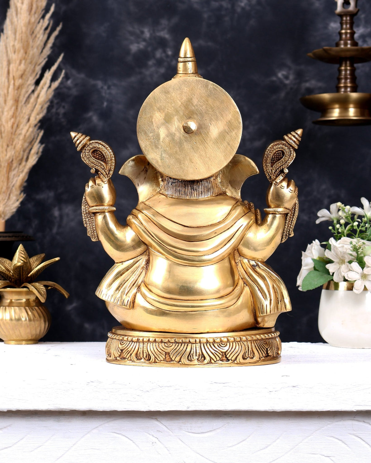 Premium Brass Lord Ganesha Statue — Sharp Features 14 inch - Budhshiv.com