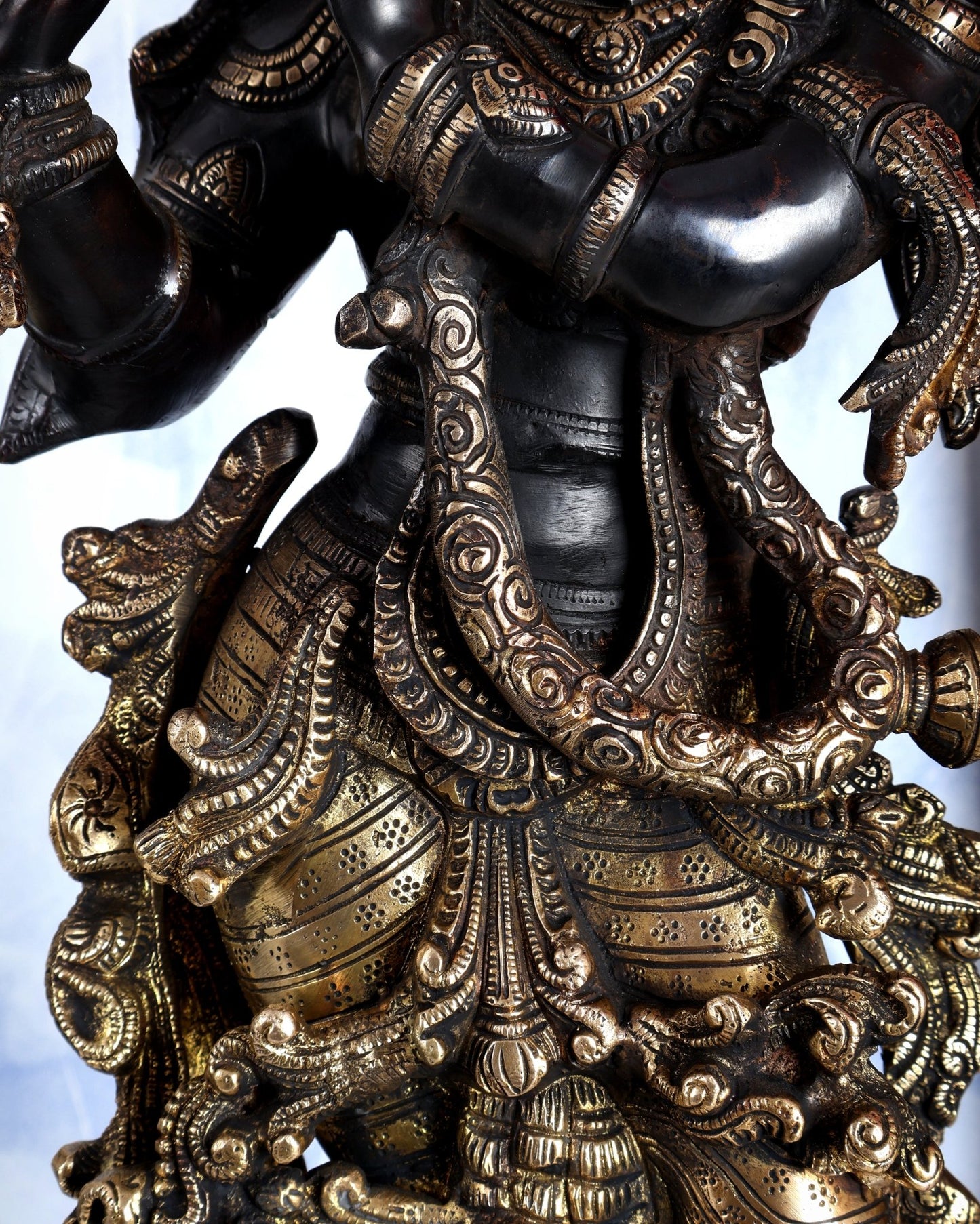 Premium Brass Lord Krishna Statue – Midnight Black Finish Handcrafted Divine Sculpture 30 inch - Budhshiv.com