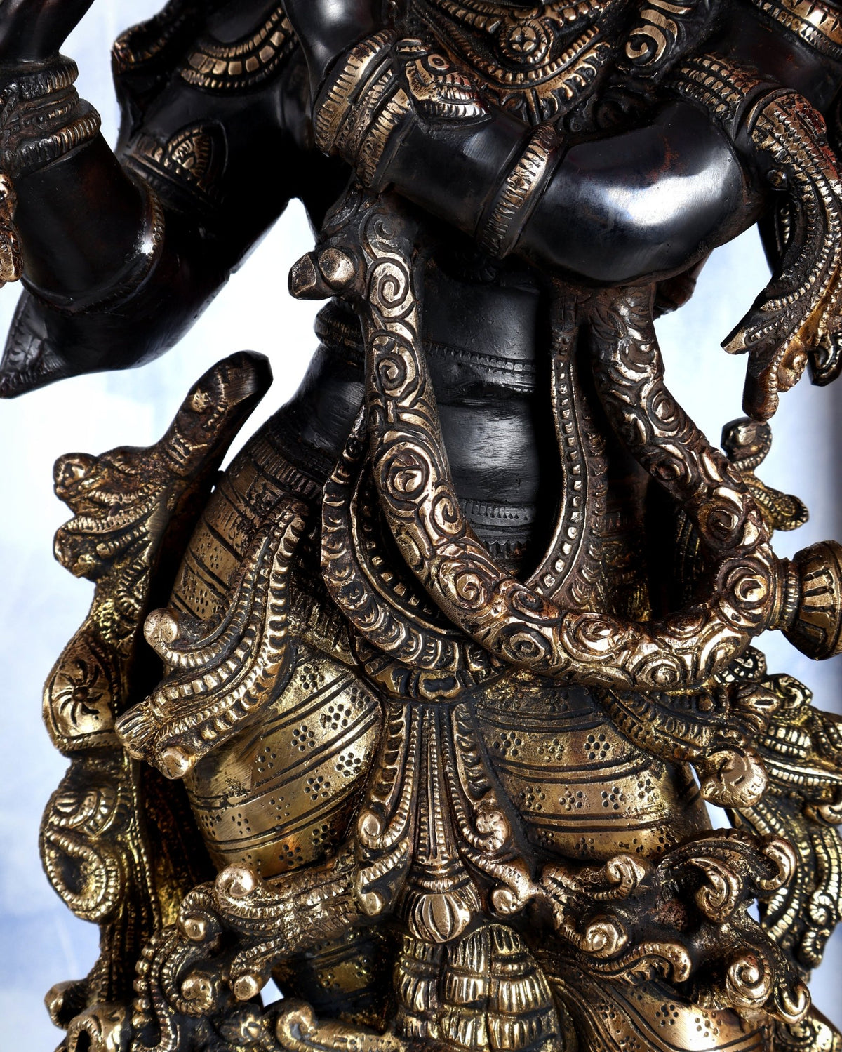 Premium Brass Lord Krishna Statue – Midnight Black Finish Handcrafted Divine Sculpture 30 inch - Budhshiv.com