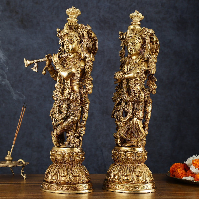 Premium Brass Radha Krishna Idol Set – 21