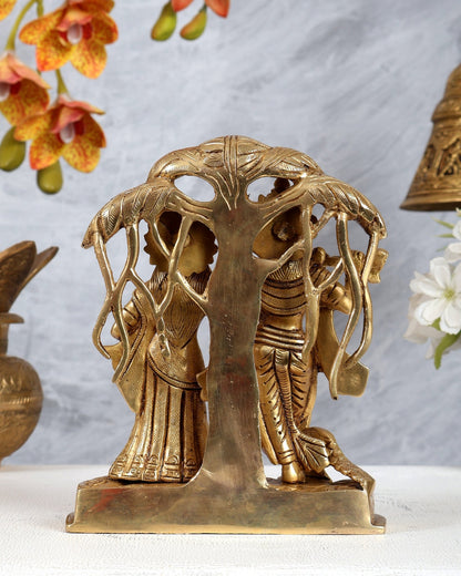 Premium Brass Radha Krishna Idol - Under Kalpavriksha tree 8 inch - Budhshiv.com