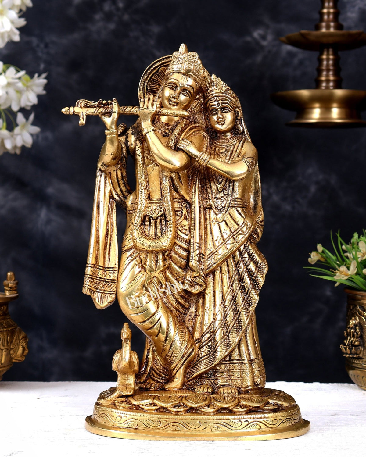 Premium Brass Radha Radha krishna together idol 12 inch - Budhshiv.com