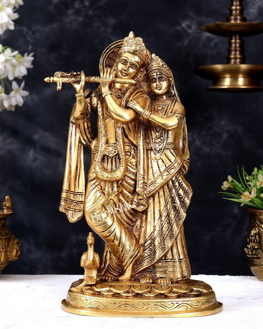 Premium Brass Radha Radha krishna together idol 12 inch - Budhshiv.com