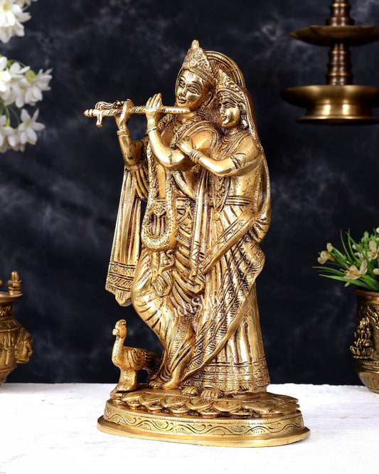 Premium Brass Radha Radha krishna together idol 12 inch - Budhshiv.com