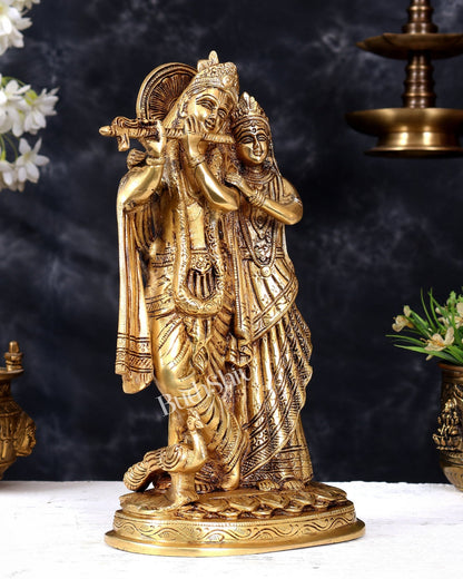 Premium Brass Radha Radha krishna together idol 12 inch - Budhshiv.com