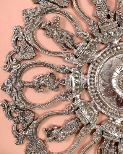 Premium Brass Round Dashavatar Wall Hanging – Handcrafted Lord Vishnu Wall Décor 20 inch - Budhshiv.com