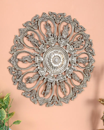 Premium Brass Round Dashavatar Wall Hanging – Handcrafted Lord Vishnu Wall Décor 20 inch - Budhshiv.com