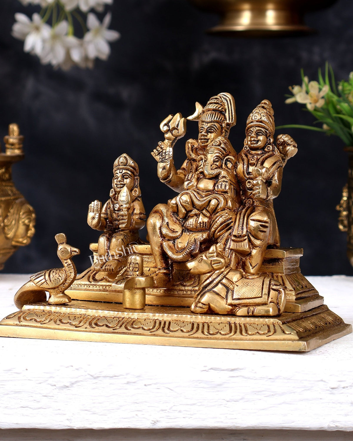 Premium Brass Shiv Parivar Idol 5 inch - Budhshiv.com