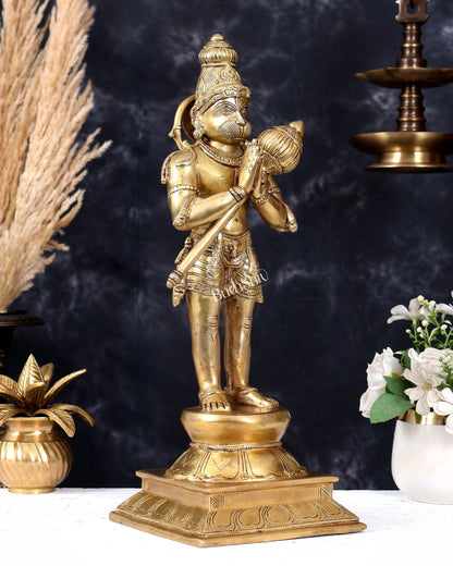 Premium Brass Standing Hanuman in Anjali Namaste Mudra 16 inch - Budhshiv.com
