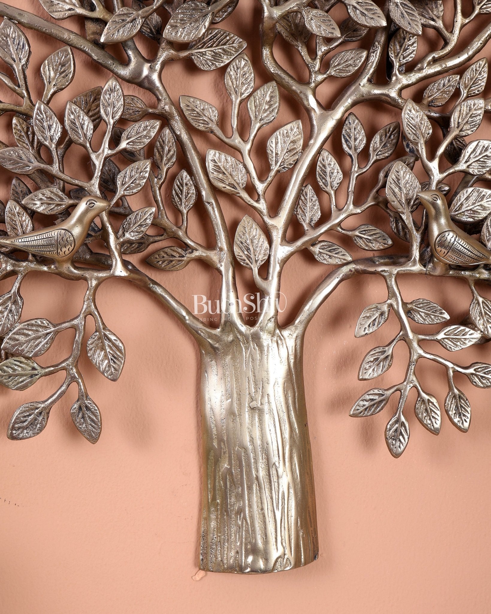 Premium Brass Tree of Life Kalpavriksha Wall Hanging – Handcrafted Auspicious Wall Décor 18 inch - Budhshiv.com