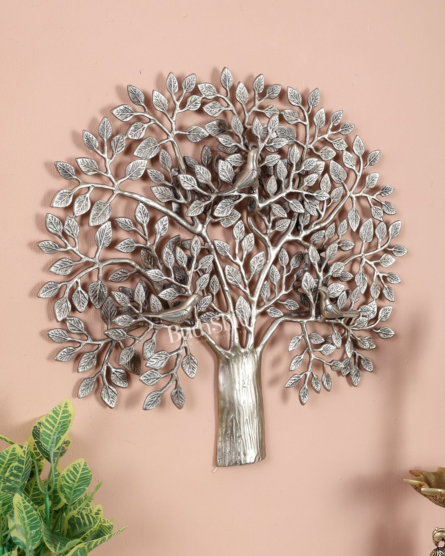 Premium Brass Tree of Life Kalpavriksha Wall Hanging – Handcrafted Auspicious Wall Décor 18 inch - Budhshiv.com