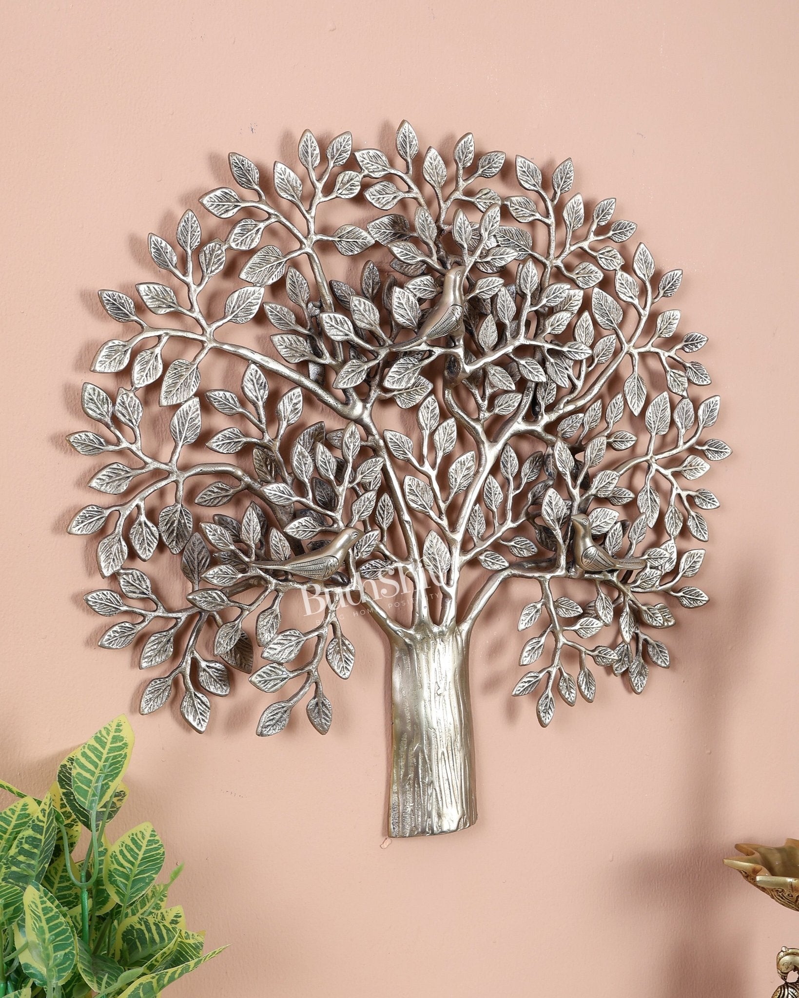 Premium Brass Tree of Life Kalpavriksha Wall Hanging – Handcrafted Auspicious Wall Décor 18 inch - Budhshiv.com