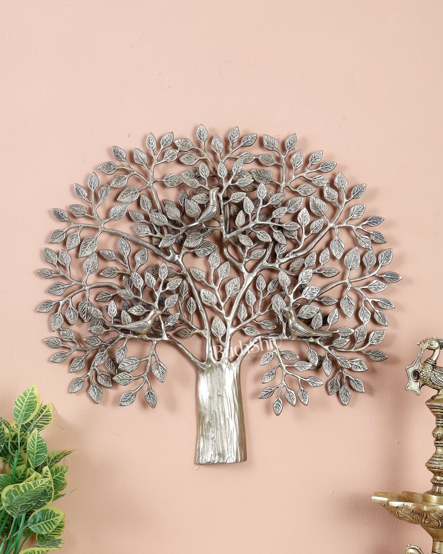 Premium Brass Tree of Life Kalpavriksha Wall Hanging – Handcrafted Auspicious Wall Décor 18 inch - Budhshiv.com