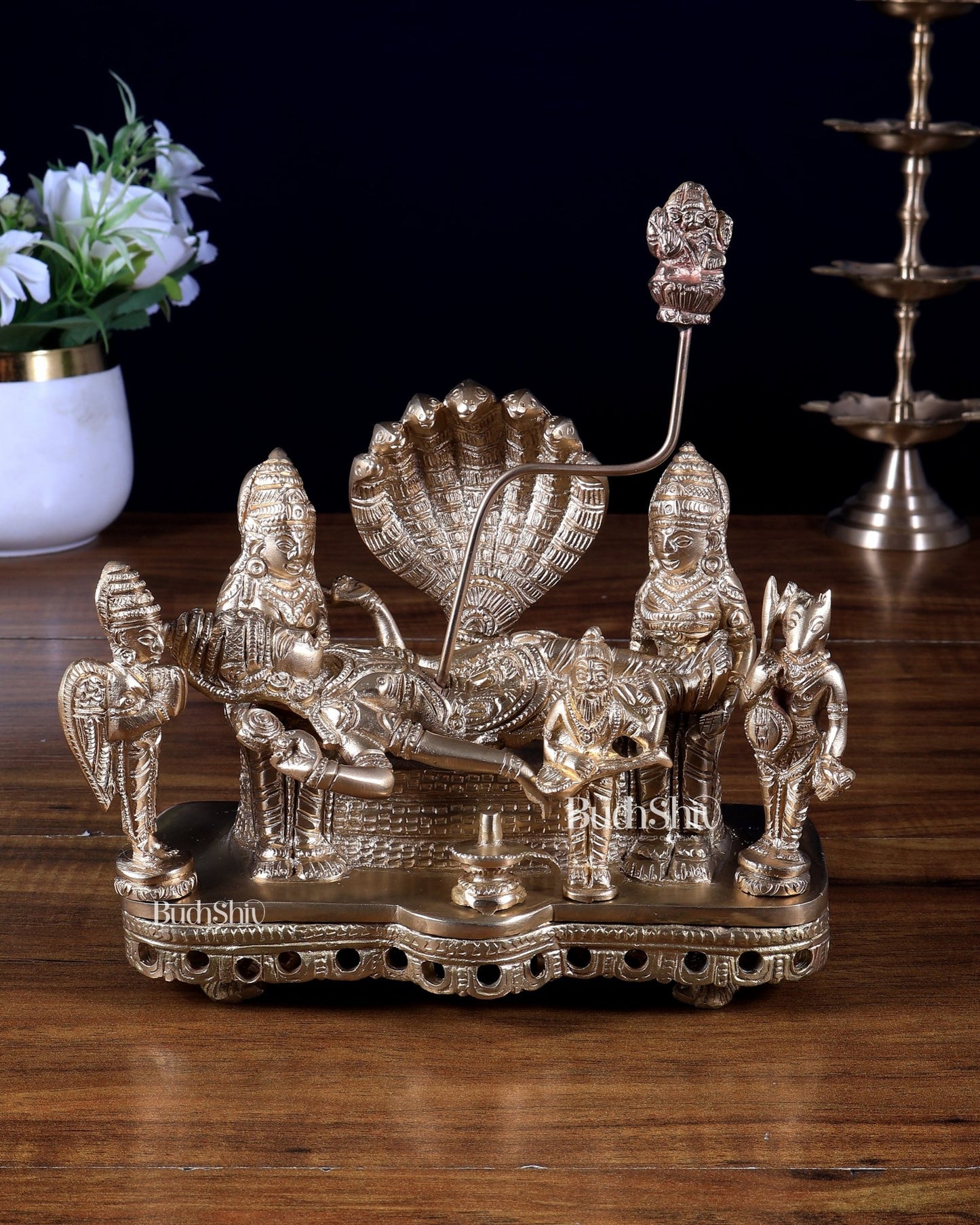 Premium Brass Vishnu Padmanabhan Swamy Idol – Intricately Carved | BudhShiv - Budhshiv.com
