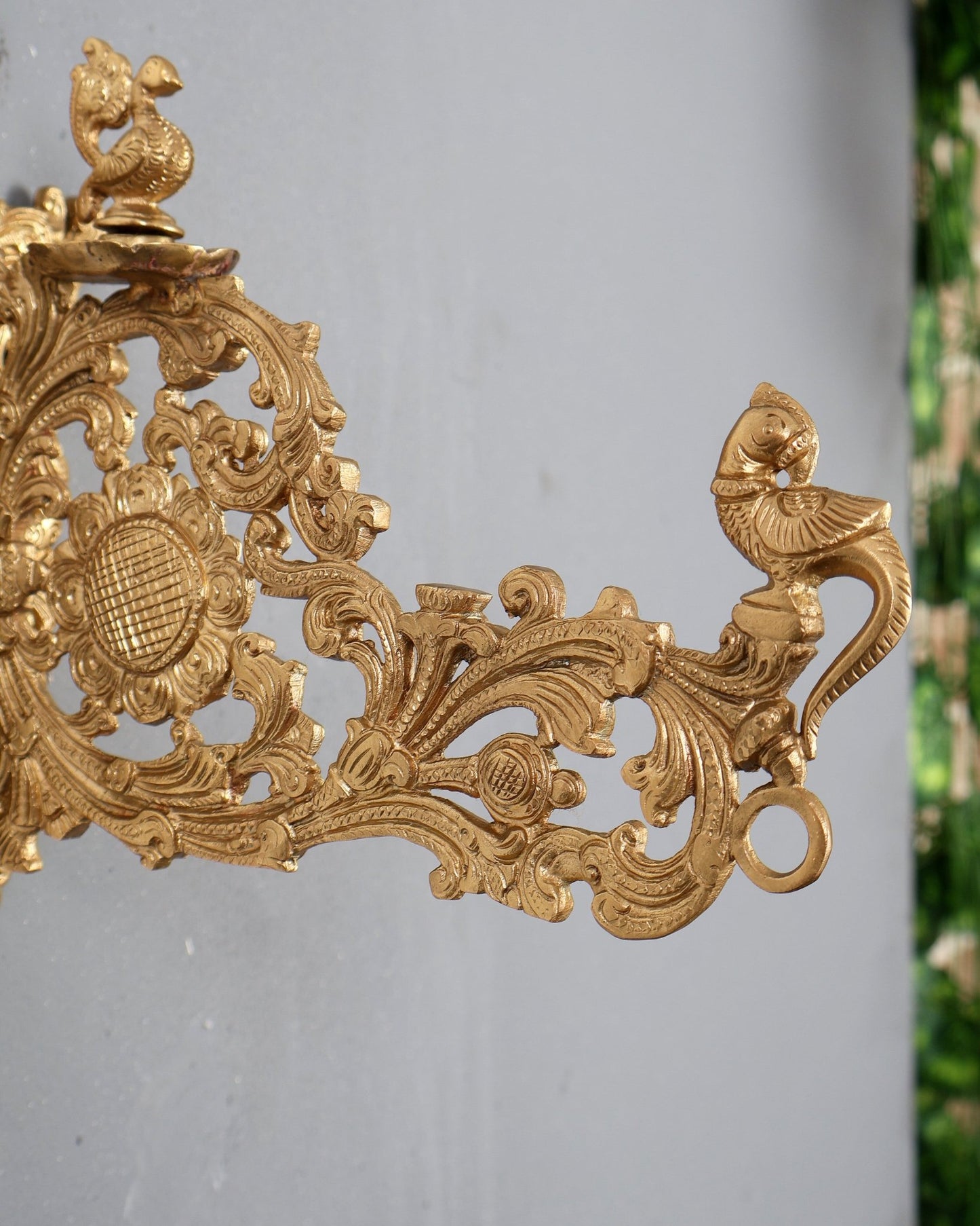 Premium Brass Wall Hanging Bracket for Lamps or Bells – Bird Design 9 inch - Budhshiv.com